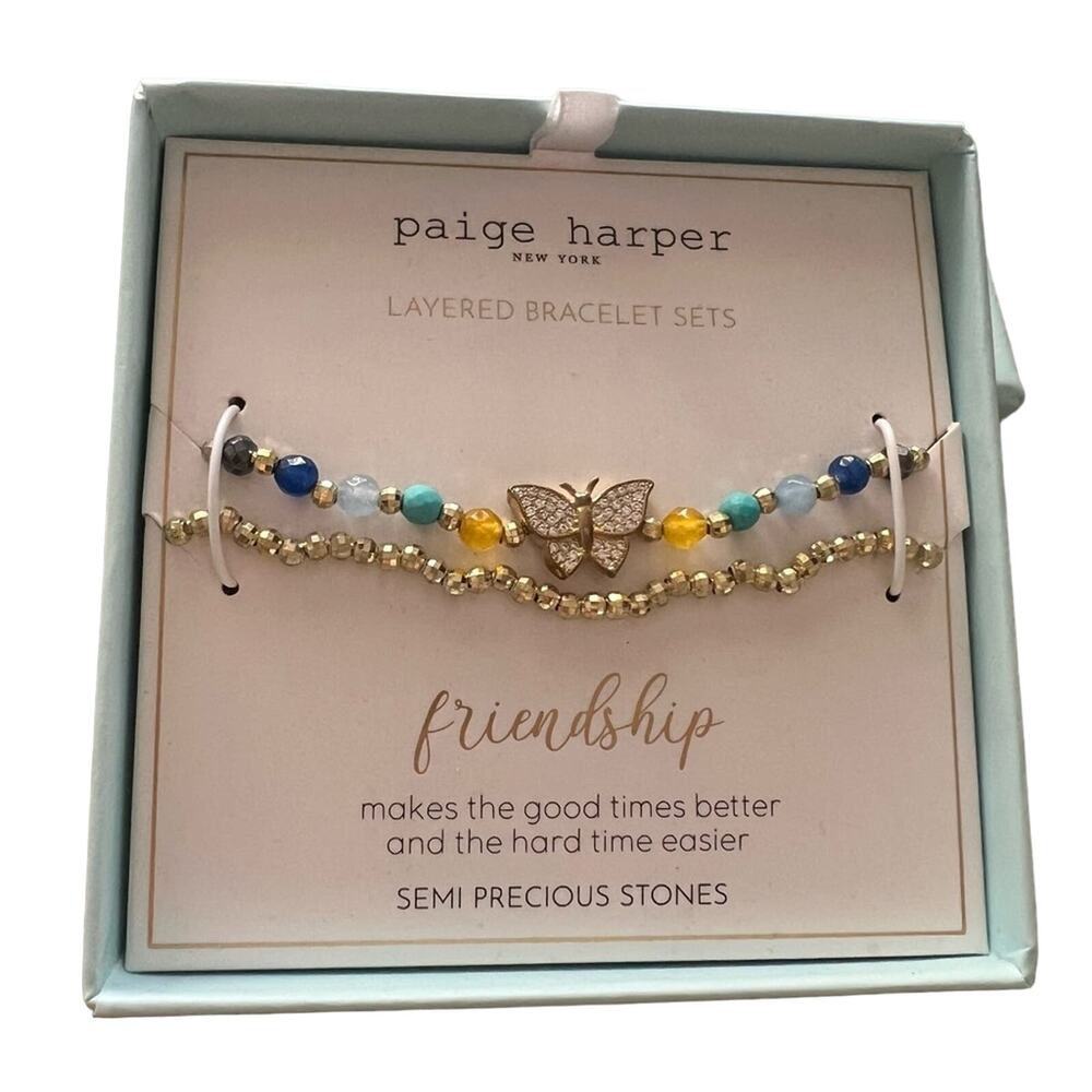 Paige Harper Butterfly Beaded Friendship Bracelet NEW